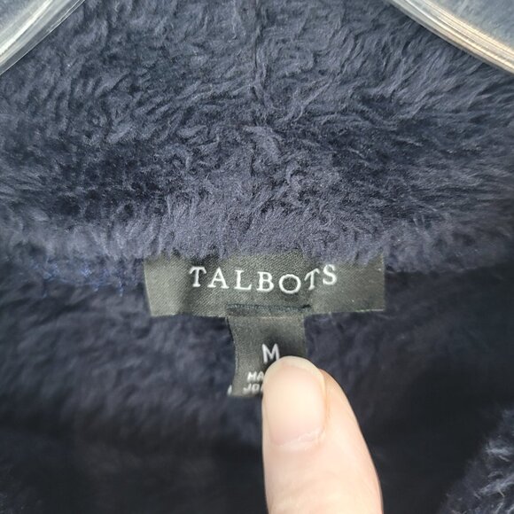 Talbots Blue Dream Fleece Sherpa Funnel Neck Pullover Women's Size Medium - Picture 5 of 10